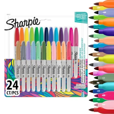 Sharpie Permanent Markers, Fine Point, Assorted Colors, 24 Count, - Image 1 of 4