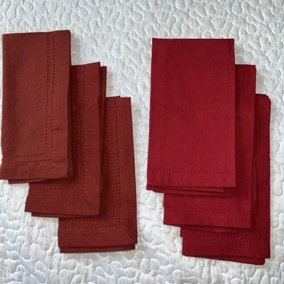 Threshold Cloth Napkins Textured Red Rust  & Red 18x18 Cotton Linen 2 Sets of 3 - Image 1 of 4