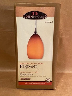 Design House 516823 Preston 1 Light Art Glass Pendant Amber New in Open Box - Image 1 of 4