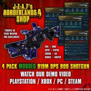 Borderlands 4✨ MODDED 919M DPS PAQUETE DE 4 ESCOPETA CUERPO BL4 ✅PC-PS-XBOX✨ - Imagen 1 de 2