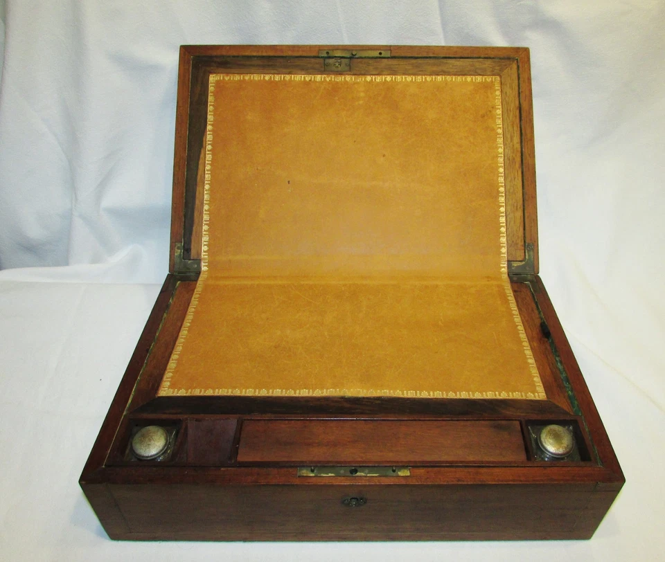 ECRITOIRE DE VOYAGE ANCIEN COMPLET 19ème  / 19th travel writing wood box - Photo 1/4