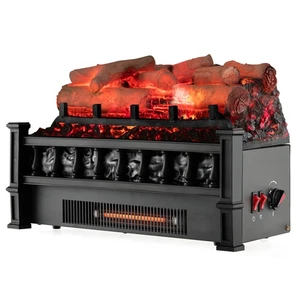 20" Electric Fireplace Heater Logs Inserts Infrared Quartz Birchwood Ember Bed - Picture 1 of 9