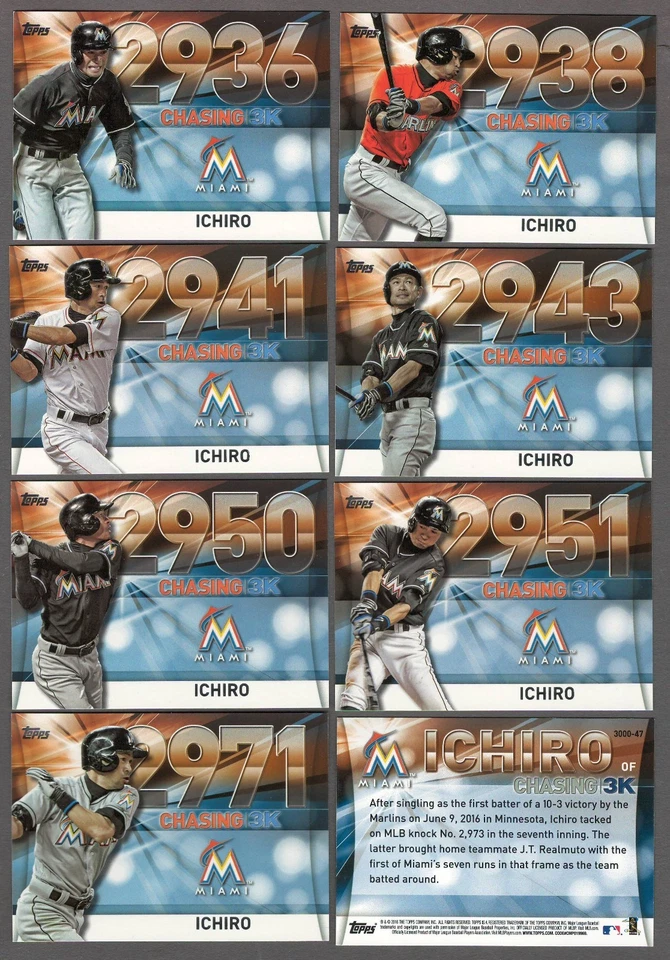 2016 Topps CHASING 3000 Insert Single Cards Ichiro Suzuki Marlins Flagship - Image 1 of 1