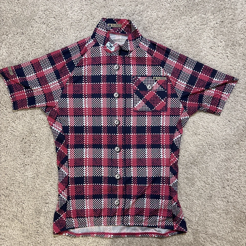 Sugoi Lumber Jane Pink And Black Plaid Cycling Jersey With Pockets Size XS - Image 1 of 4