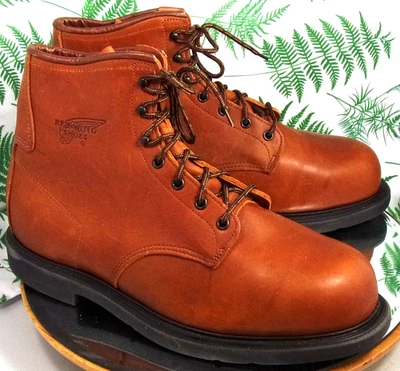 RED WING BROWN LEATHER HIGH TOP LACED SAFETY BOOTS SHOES US MENS SZ 12 EEE - Image 1 of 4