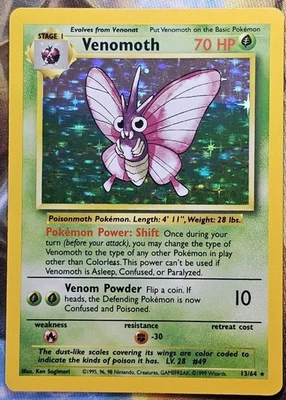 Venomoth 13/64 Jungle-Unlimited Edition Holo * No Symbol Error * - LP - Image 1 of 2