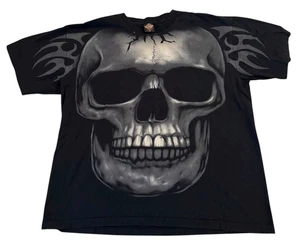T-shirt vintage Skull AOP grafica tribale nera taglia 2XL stampa all over - Foto 1 di 4