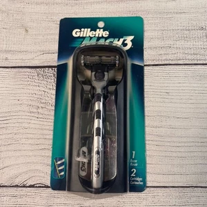 Original Gillette Mach 3 Razor Handle 2 Cartridges 3 Blade Lubricated Strip 2001 - Picture 1 of 2