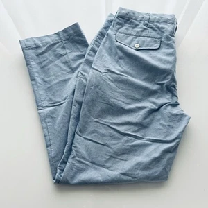 Polo Ralph Lauren Pants Men’s 38x32 Classic Fit Blue Chambray Chino Flat Preppy - Picture 1 of 8