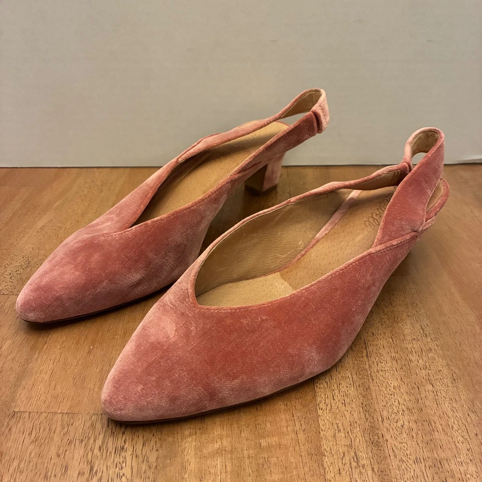 Zapatos de vestir Madewell para mujer Etta tacones con cordones terciopelo punta rosa talla 9 Foto 1 de 4