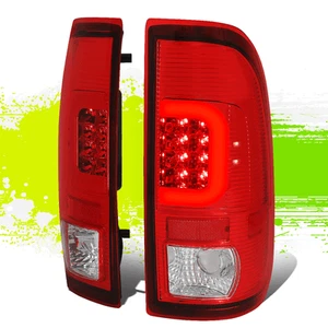 Red 3D LED DRL C-Bar Tail Brake Lights for F250 F350 F450 F550 SD 99-07 Pair - Picture 1 of 8