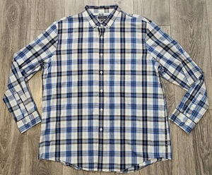 Club Room Long Sleeve Button-Down Shirt Blue Plaid Men's Size 2XL Casual Cotton - Picture 1 of 6