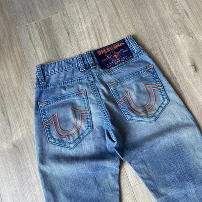 True Religion Billy Big Super T Straight Jeans Blue and Orange Detail W28 L32 - Image 1 of 4