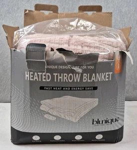 Blunique Heated Throw Blanket Electric Pink Size 50x60 in Brand New Open Box - Picture 1 of 12