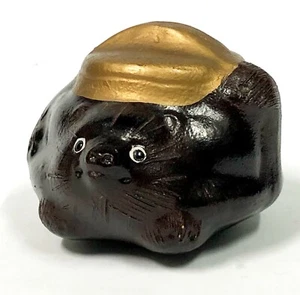 Japanese Tanuki Ceramic Raccoon Dog Statue Vintage Pottery Paperweight Souvenir - Picture 1 of 8