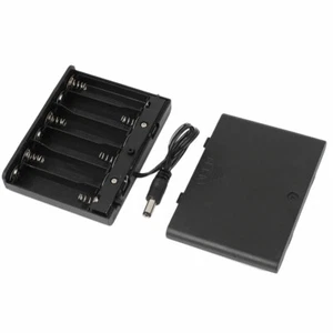 9V 6 x AA Battery Switched Holder Enclosed Box 2.1mm DC Male Connector Wire Lead - Picture 1 of 5