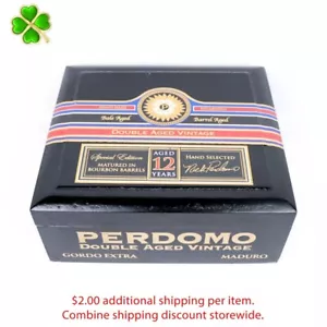 Caja de cigarros de madera vacía doble envejecimiento Perdomo Gordo Extra Maduro 8,5" x 7,5" x 3,5" - Imagen 1 de 12