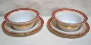2 cuencos GDA Limoges Francia Ramekin/Natillas con placas inferiores - blanco/dorado/rojo #5 - Imagen 1 de 10