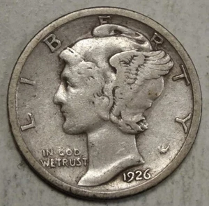 1926-S Mercury Dime, Semi Key Date, Choice Fine, Original   1216-06 - Picture 1 of 3