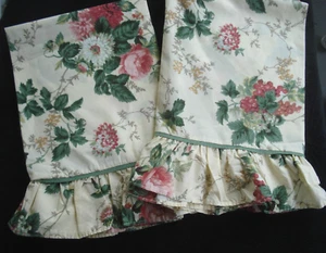 Waverly Garden Room Roseberry Floral Ruffle Standard Pillowcases Set of Two NEW - Picture 1 of 4