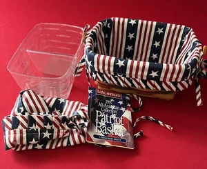 1997 Longaberger Small Basket, Protector, Liner, Pamphlet, Handle, Patriotic - Picture 1 of 15