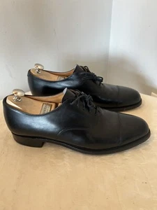 VTG Barrie LTD Mens Cap Toe Dress Shoes Black Oxford Balmoral England 10 B - Picture 1 of 13
