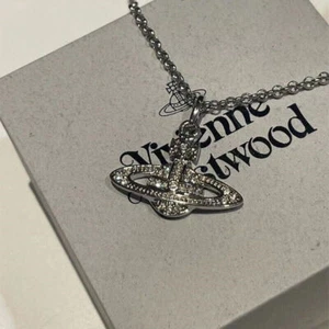 Vivienne Westwood Silver ORB Chain Necklace Silver Saturn Pendant w/ packaging