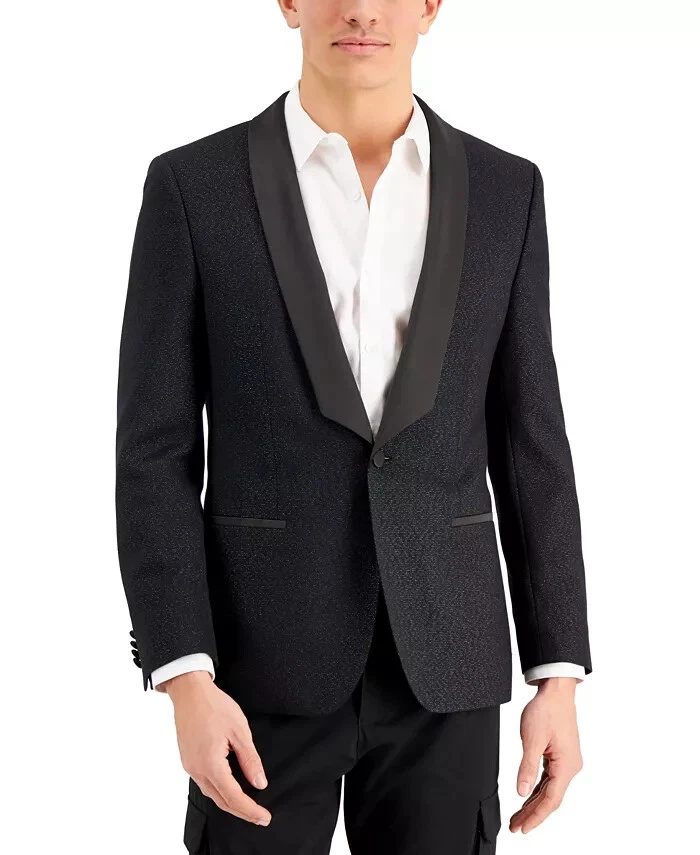 $495 HUGO BOSS Men's Black peckled Slim Fit Black Lurex Jacket 40S yfe1123 - Image 1 of 1