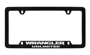 Jeep Wrangler Unlimited Black Coated Metal License Plate Frame Holder Tag - Picture 1 of 1