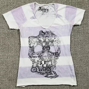 Camisa Abbey Dawn Mujer Pequeña Blanca Púrpura Y2k Avril Lavigne Calavera - Imagen 1 de 8