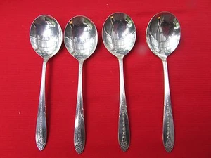 1930 Princess Royal Pattern 4 Bullion Cream Spoons By National Silver Plate 67/8 - Picture 1 of 12