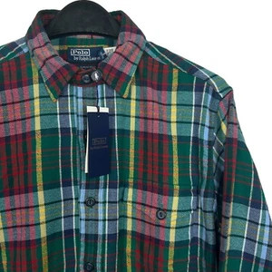 NEW Polo Ralph Lauren Mens XL FLANNEL Plaid Chest Pocket Mid-weight Red Green - Picture 1 of 6