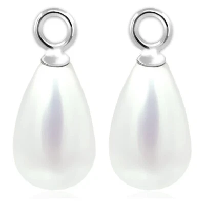 NOBEL SCHMUCK Charm Anhänger Perle Weiß 925 Sterling Silber für Creole 2 Stüc... - Bild 1 von 4