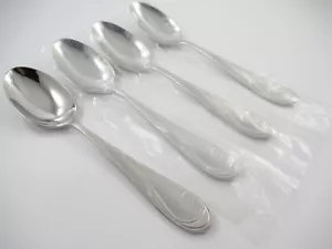 Yamazaki PLATINUM WAVE 4 Soup Spoons China Satin Handle 18/10 Stainless Steel - Picture 1 of 4