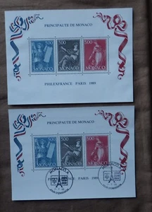 Timbres Stamps MONACO 2 Blocs BF 47 PHILEXFRANCE PARIS 1989 Neuf + FDC 1er Jour - Picture 1 of 1