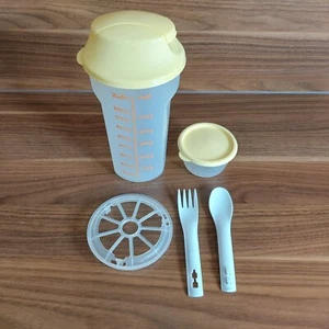 1 L 1 Liter Salat Dressing Becher Behälter Shaker + Gabel + Löffel + Dose RETRO - Bild 1 von 3