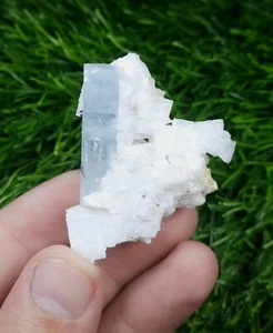 Natural Aquamarine Terminated Crystal With Albite & Unique Formation From Pak. - Picture 1 of 8