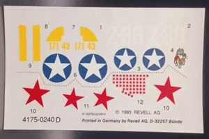 Revell | No. 4175 | 1:72 Bell P-39 Airacobra Decals - Picture 1 of 1