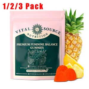 Vital Source Feminine Balance Gummies I Hawaiian Pineapple 60 Gummies 1/2/3 Pack - Picture 1 of 10