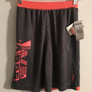 Reebok Sport Shorts Youth Size M Gray/Orange Polyester NEW - Picture 1 of 5