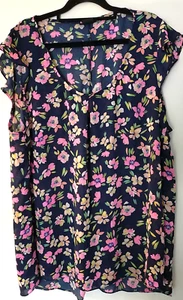 City Chic Plus Size L 20 Bright Floral Sleevless Top Blouse Office Casual Party - Picture 1 of 10