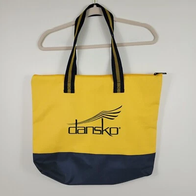 Bolso de Mano Grande Dansko Leeds Cierre con Cremallera Amarillo Azul Libros de Playa Foto 1 de 4