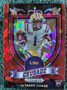 JaMarr Chase 2021 Prizm Draft Pick Crusade #162 Red Cracked Ice Prizm Bengals RC - Picture 1 of 6