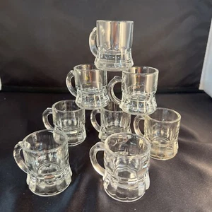 Vintage Mini Beer Mug Shot Glasses Clear Federal Glass - Set Of 8 - Picture 1 of 4