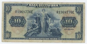 Germany Federal Rep. 10 Marks 1949 Pick 16.a VF- Circulated Banknote Ref 776 - Picture 1 of 2