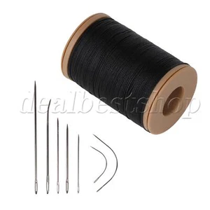 Black Waxed Natural Linen Thread Cord Leather Craft Chisel Sewing 0.55mm 100M - Picture 1 of 9