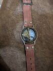 Nautical Sun Dial Leather Watch Brass Compass Leather Antique Vintage Gift