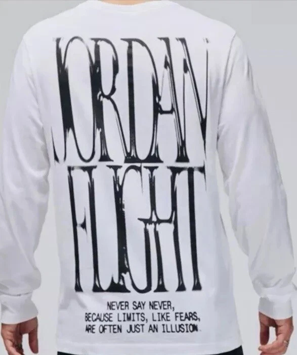 Nike Men's Air Jordan Long-Sleeve Top White/Black FZ1934-100 Size M