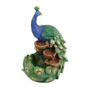 Pemberly Row Contemporary Transitional Resin Peacock Fountain - Picture 1 of 1