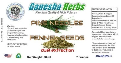 GANESHA HERBS PINE NEEDLE + FENNEL SEEDS LIQUID TINCTURE Suram1n Sh1kimic Ac1d Dual Extract
